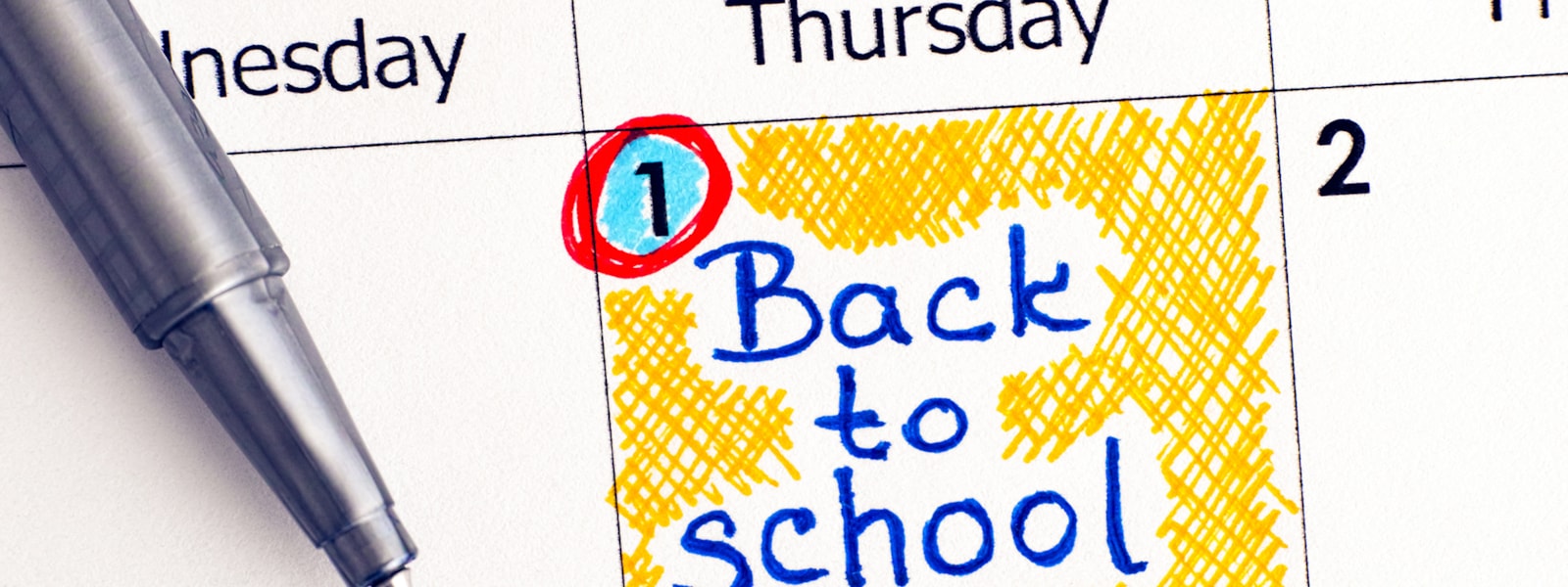 Back to School written on a calendar