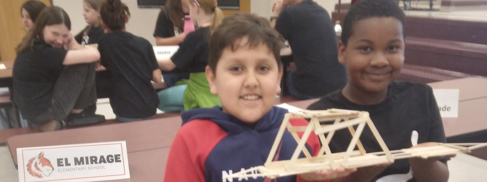 Two students at the STEM competition.