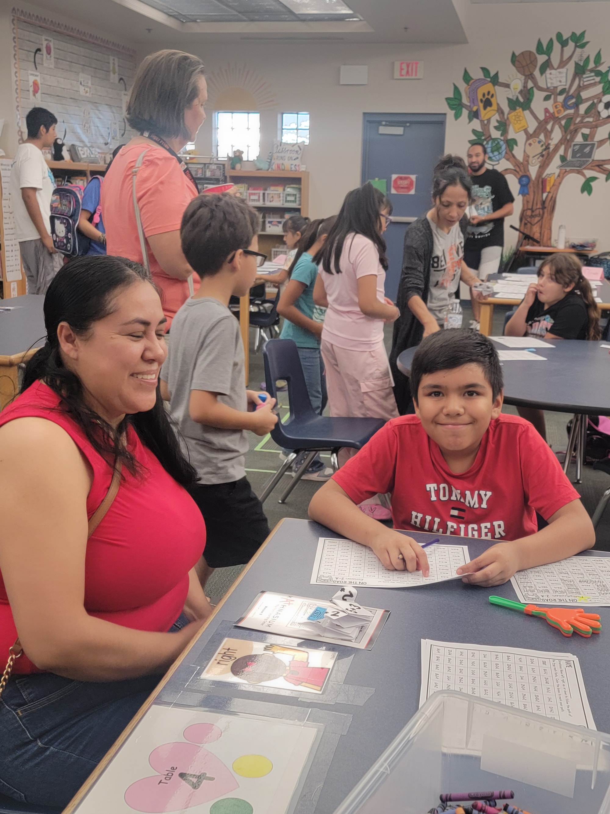 a family doing math activities