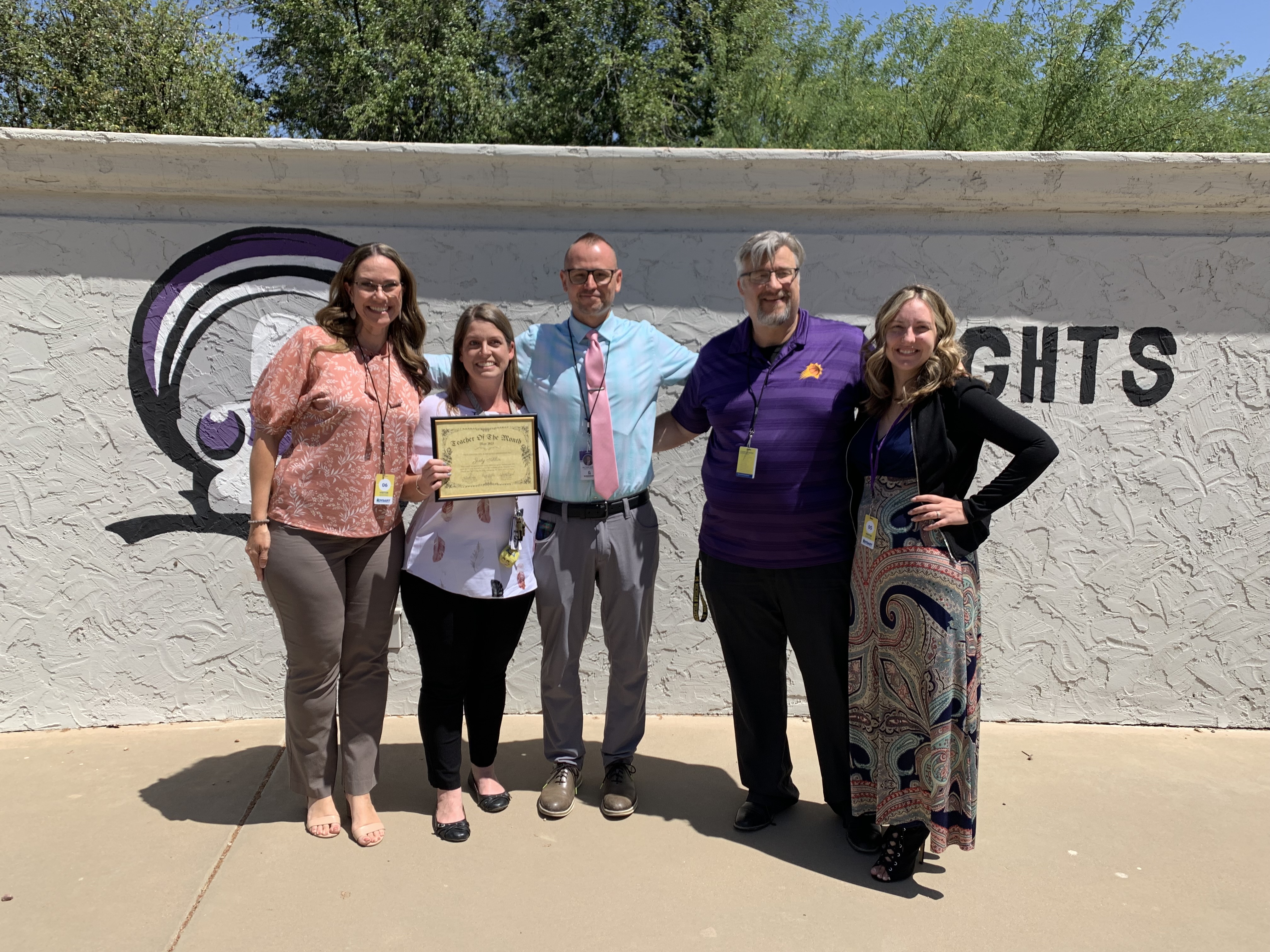 Mrs. Albin receiving her teacher award