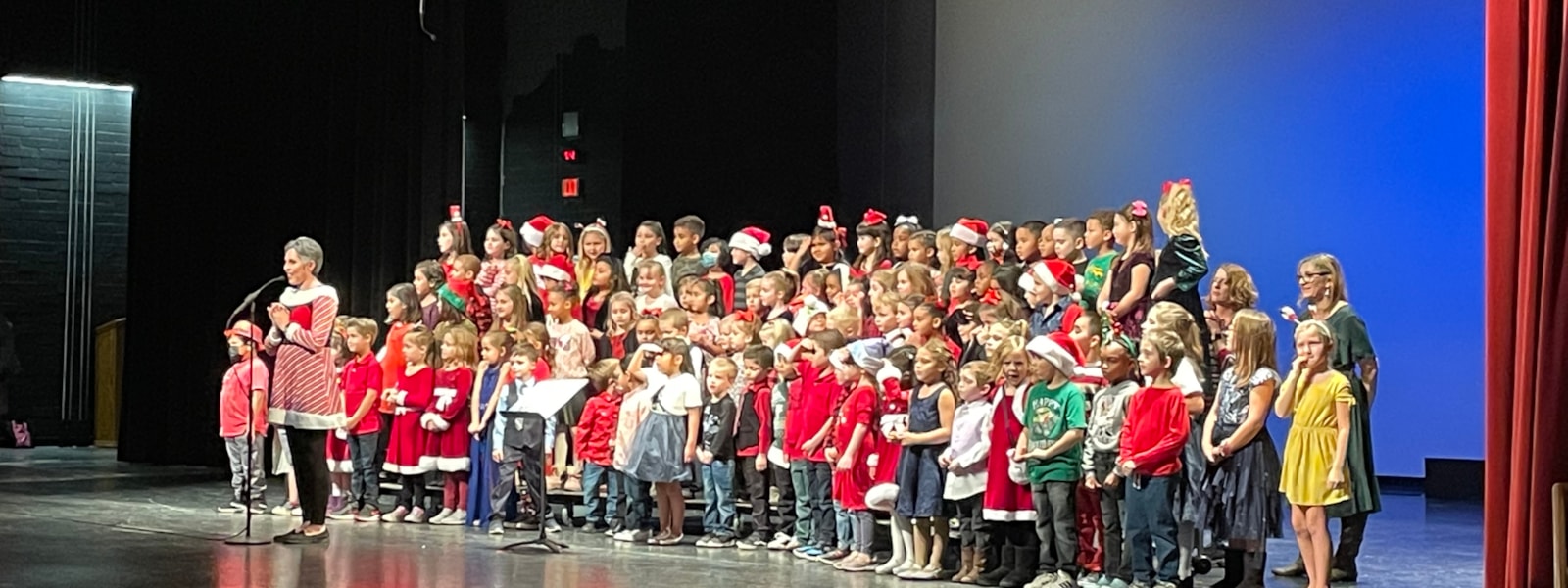 students on stage for Winter Sing