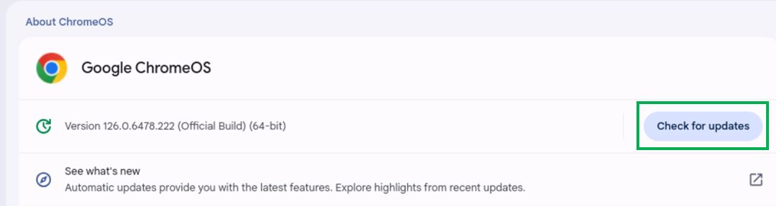 Check for updates button