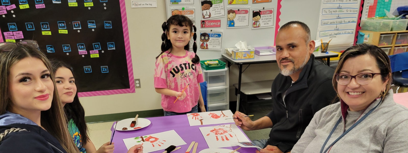 Parents and students at a school event