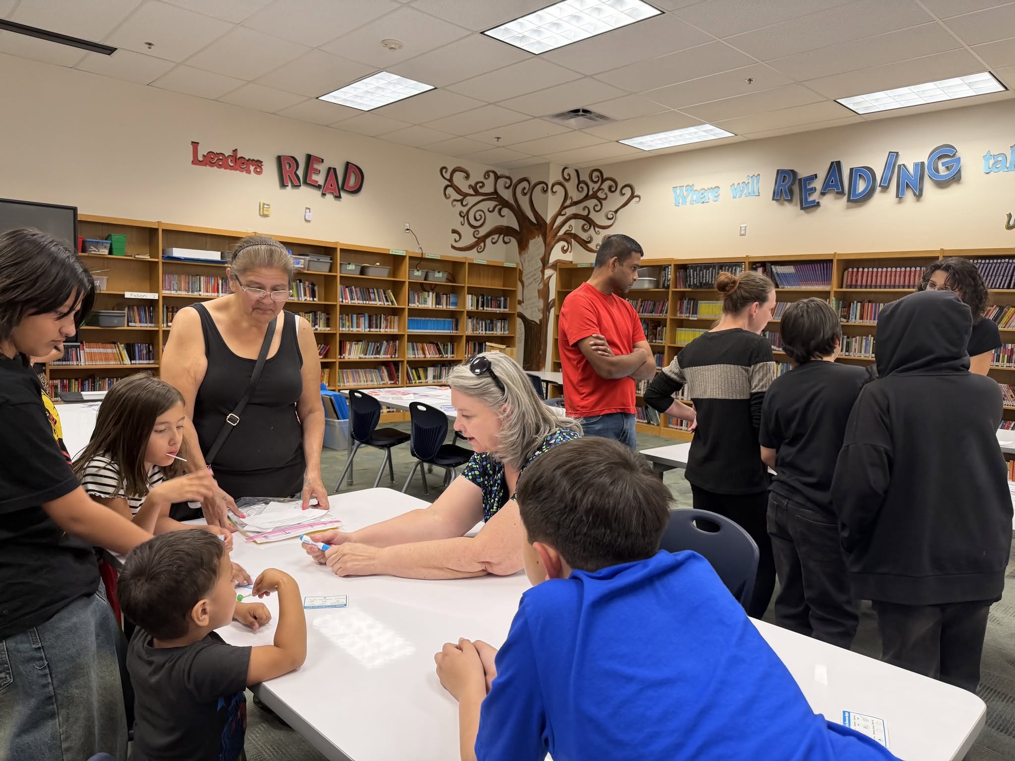 Parents and students at a school event