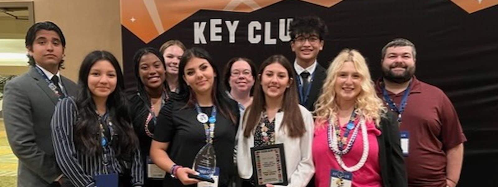 Key Club Students and staff with awards