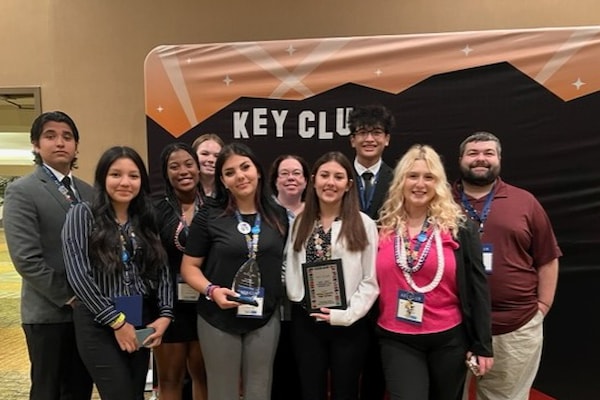 Key Club Students and staff with awards