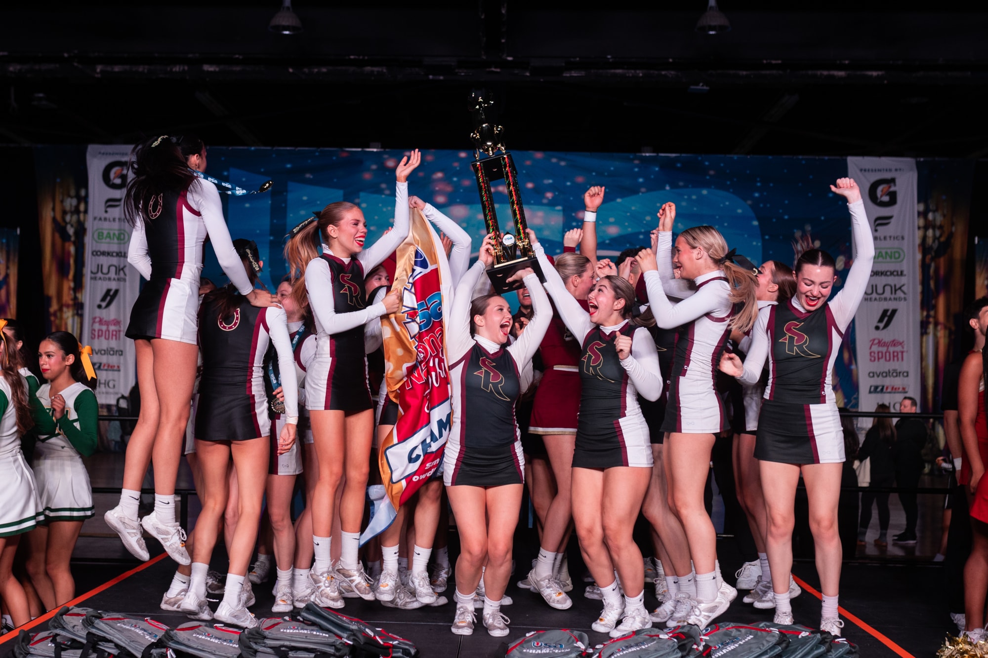 cheer team celebrating win